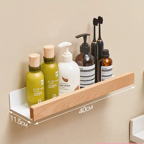 Wall Mounted Bathroom Rack Nordic Wood Shelf For Home