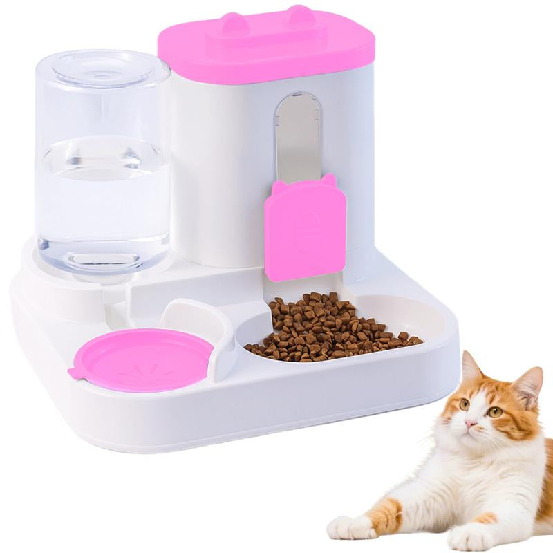 Automatic Cat Feeder and Water Dispenser in Set with Pet Food Bowl,Gravity Dog Waterer and Food Feeder for Small Medium Dog Cat Puppy Kitten Large Capacity