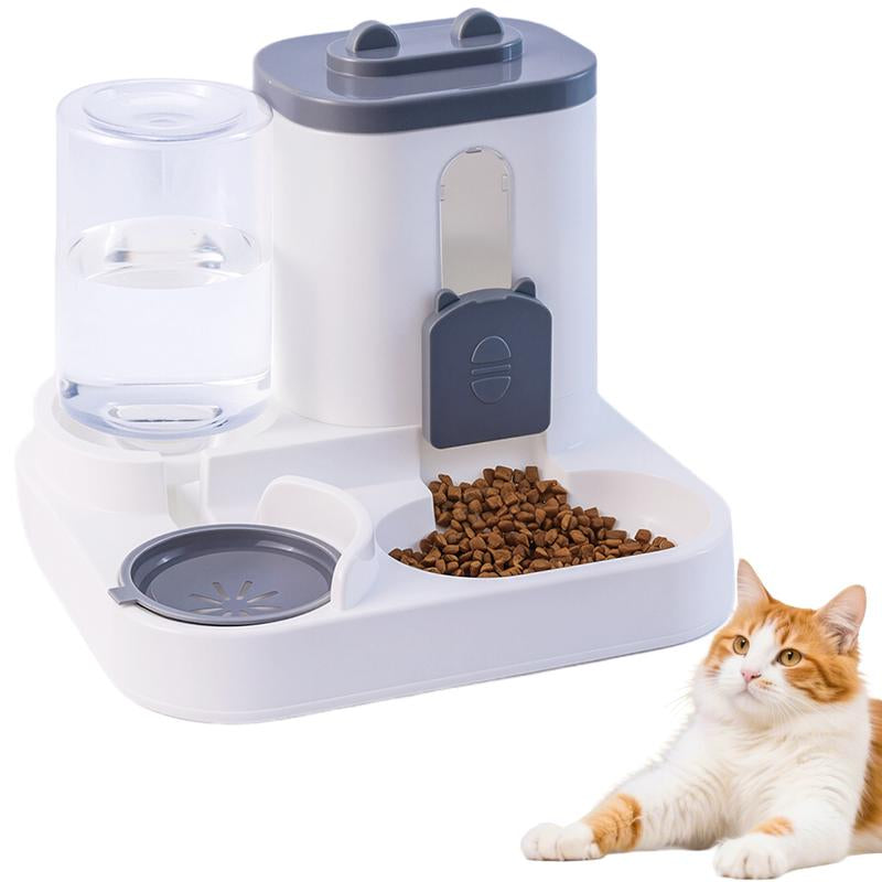 Automatic Cat Feeder and Water Dispenser in Set with Pet Food Bowl,Gravity Dog Waterer and Food Feeder for Small Medium Dog Cat Puppy Kitten Large Capacity