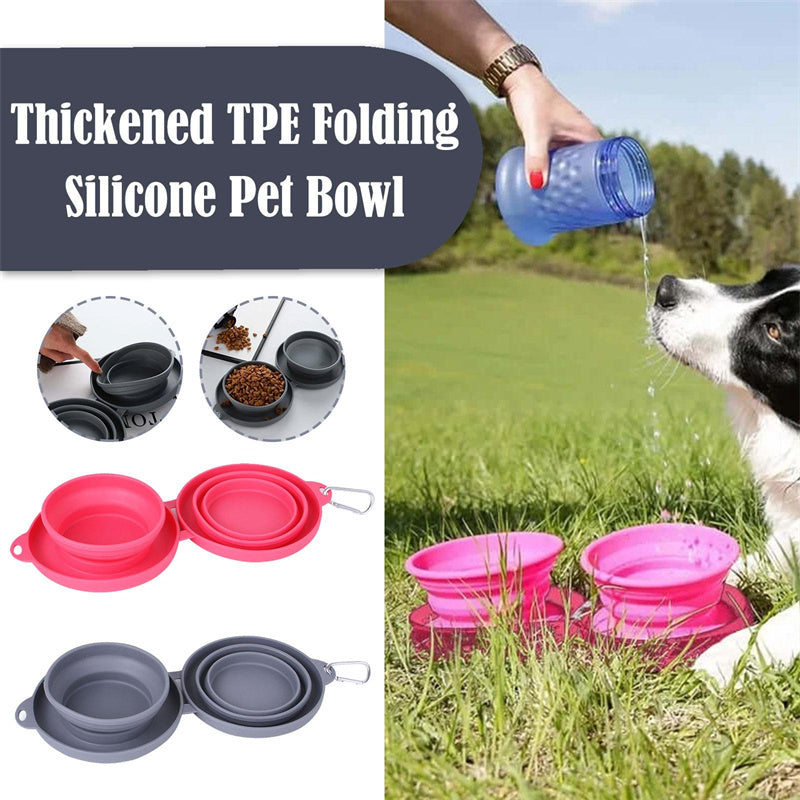 Rubber Foldable Double Bowl Pet Feeding Bowl Pets Supplies Dog Cat