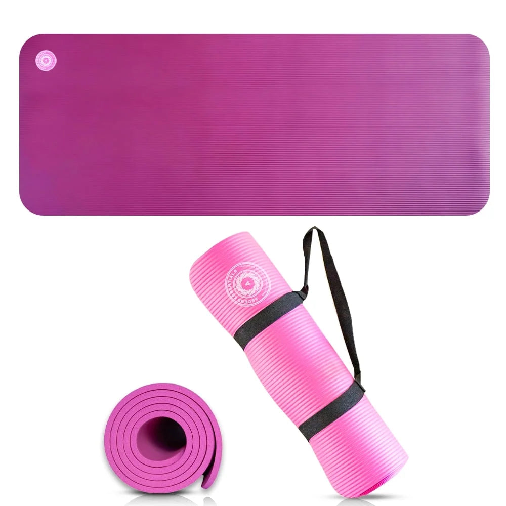 Yoga Mat 10 Mm Thickness with Carry Strap | Lightweight and Non Slip Yoga Mat for Pilates, Yoga | Free Ebook for Mat Workouts