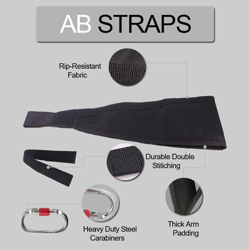 Pro Ab Straps W/ Quick Lock | Heavy Duty Core Training for Pull-Ups/Leg Raises/Suspension | Portable Gym/Home Fitness Gear
