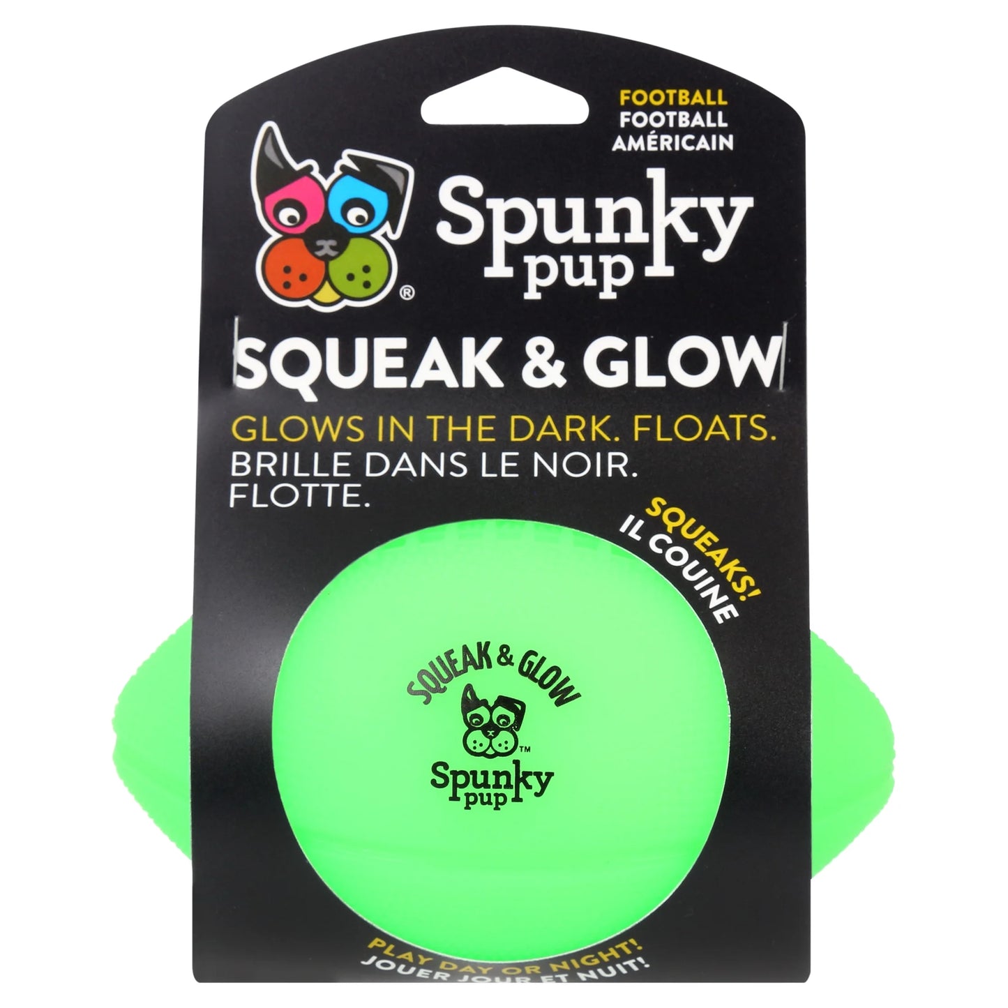 Squeak & Glow Football Dog Toy