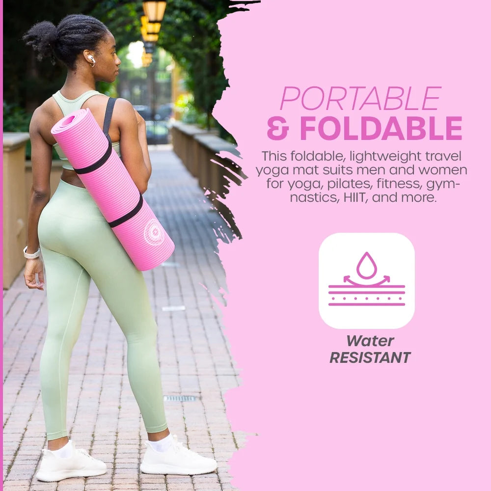 Yoga Mat 10 Mm Thickness with Carry Strap | Lightweight and Non Slip Yoga Mat for Pilates, Yoga | Free Ebook for Mat Workouts