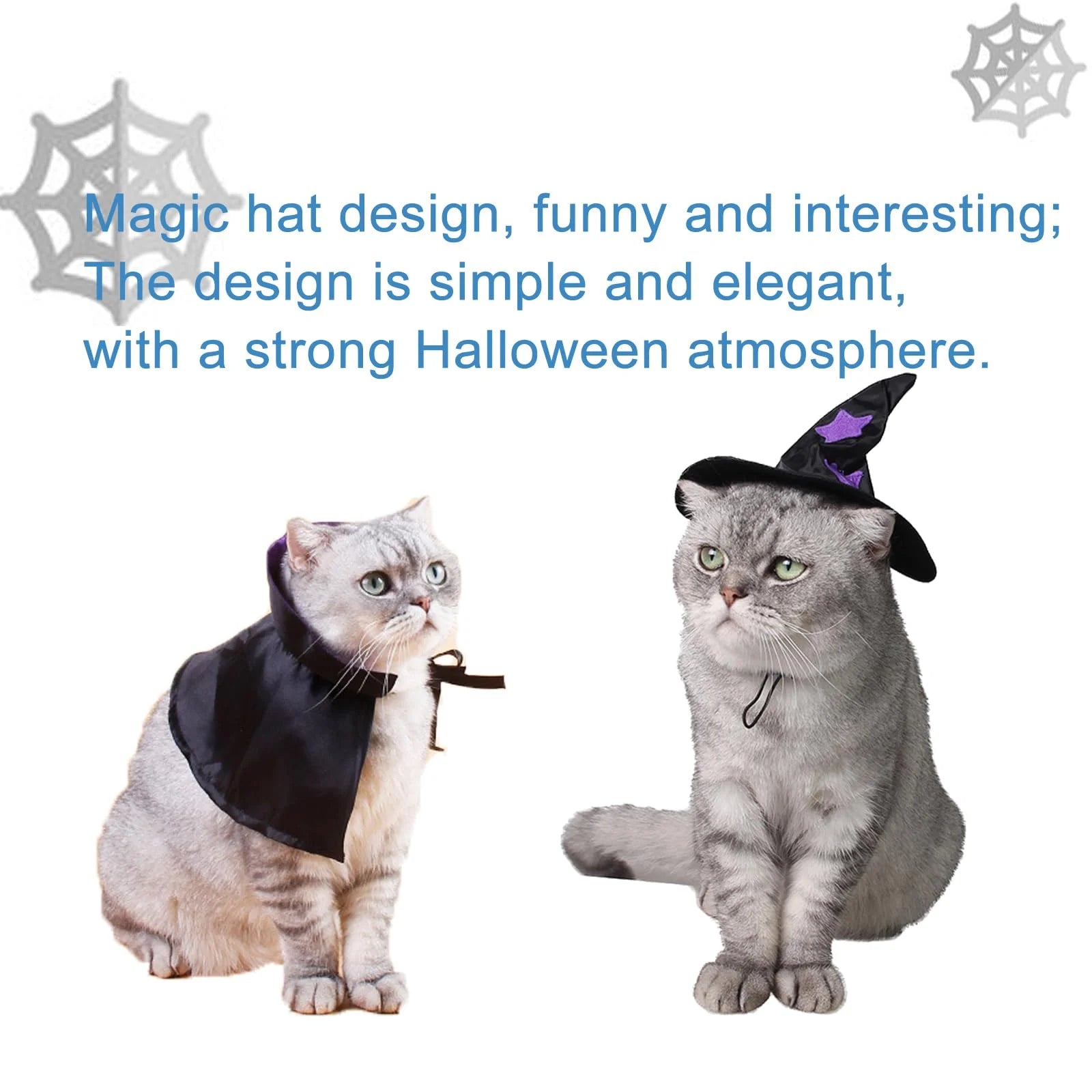 Halloween Pet Costumes, Cat Wizard Costume, Dog Witch Cloak & Hat, Purple Witch Cloak for Cats, Dogs, Kittens, Puppies, Rabbits, Perfect for Halloween, Parties, Cosplay, and Daily Wear