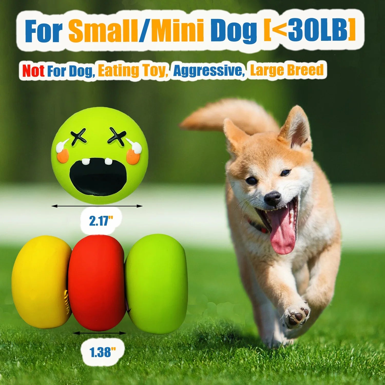 Squeaky Dog Toy for Small Dogs - Soft Small Dog Squeaky Toys, Rubber Latex Squeaky Dog Balls Flat 6Pcs