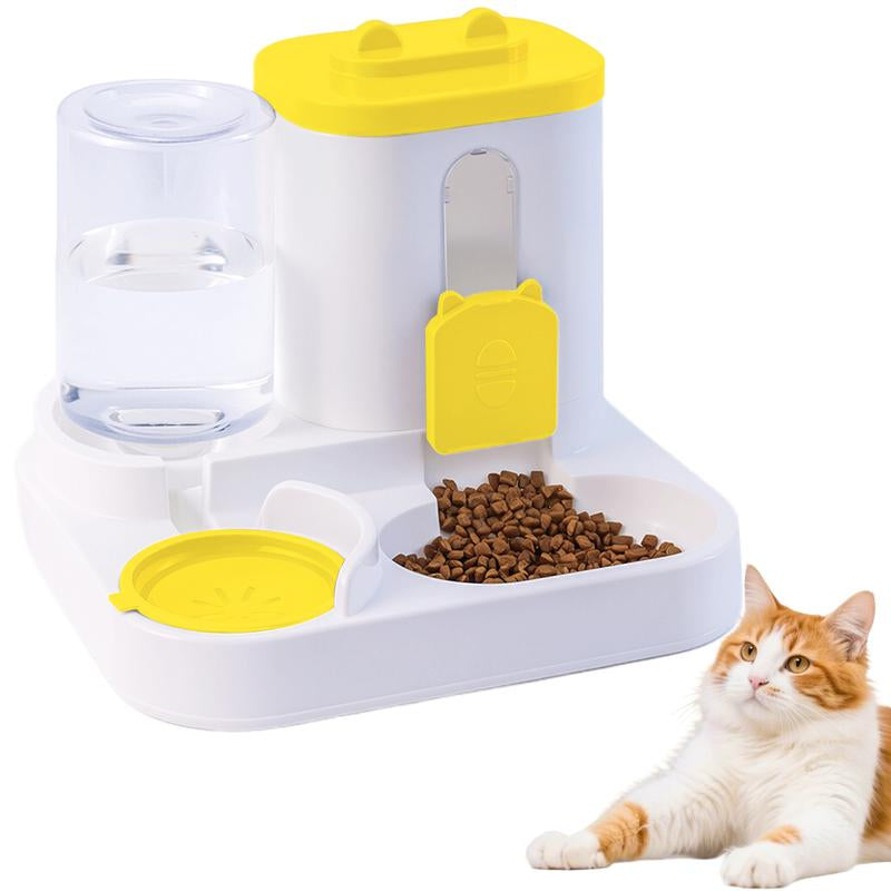 Automatic Cat Feeder and Water Dispenser in Set with Pet Food Bowl,Gravity Dog Waterer and Food Feeder for Small Medium Dog Cat Puppy Kitten Large Capacity