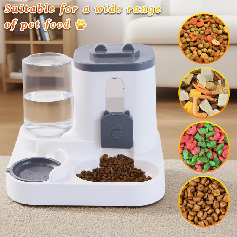 Automatic Cat Feeder and Water Dispenser in Set with Pet Food Bowl,Gravity Dog Waterer and Food Feeder for Small Medium Dog Cat Puppy Kitten Large Capacity