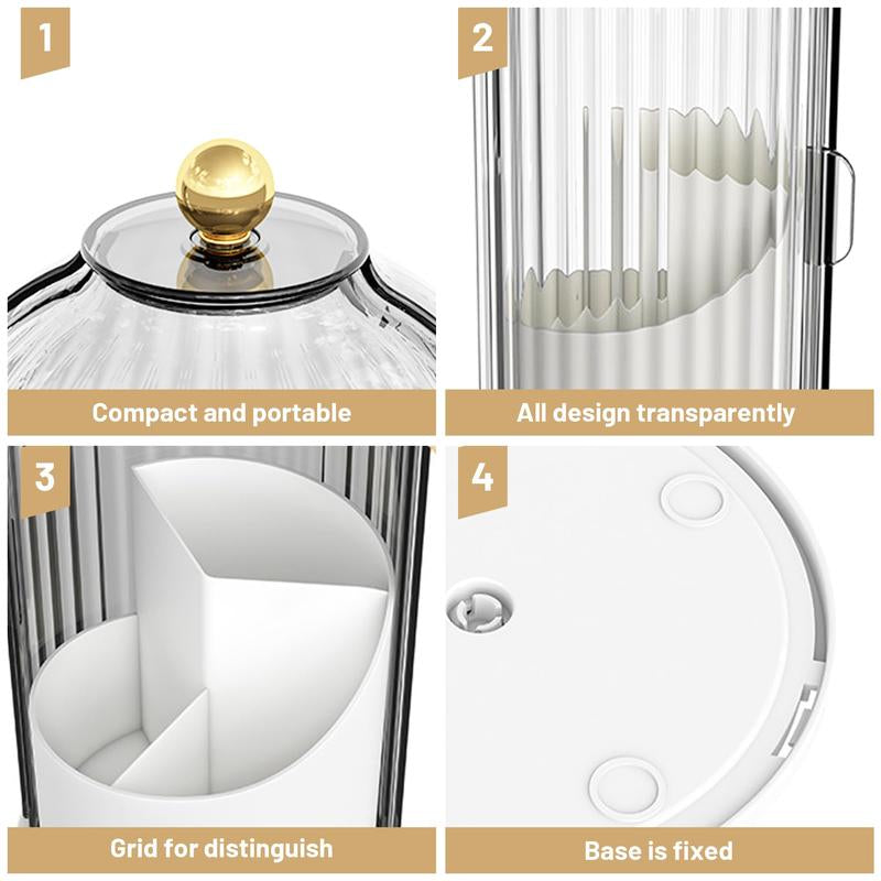 Tiktok Viral Bathroom Organizer with Sliding Lid Christmas Gift Idea,Rotating Toothbrush Holder with Sliding Lid 3 Slots,Bathroom Counter Organizer for Makeup Brushes and Toothbrush,No-Drill Bathroom Storage,Water-Resistant Organizer,White