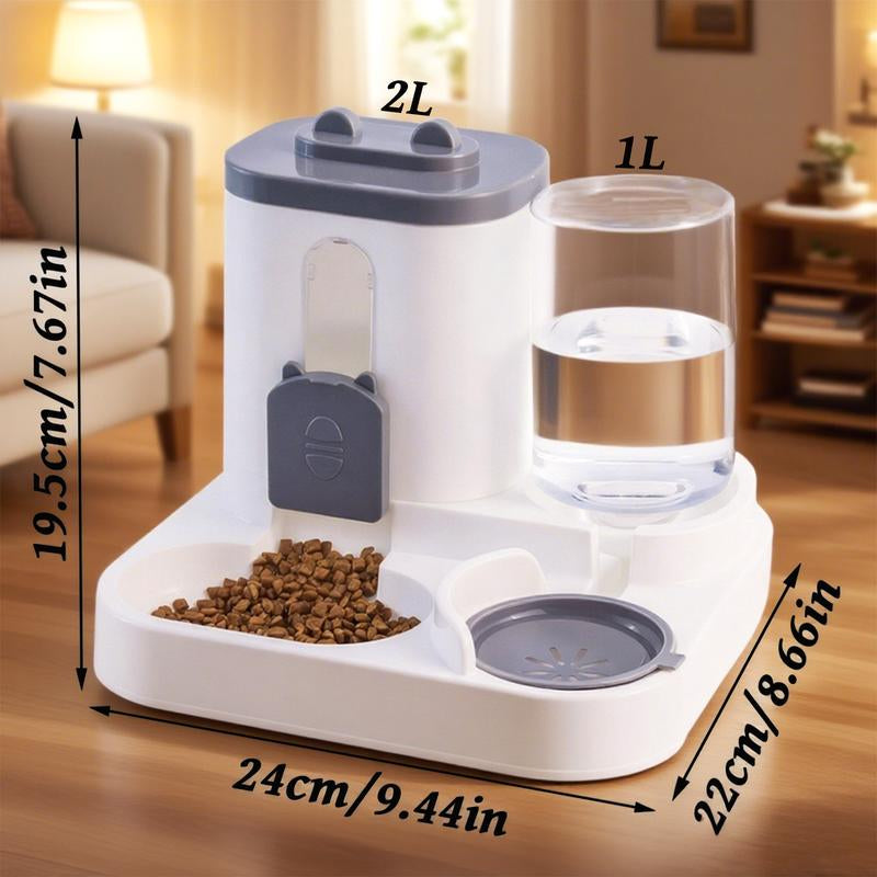 Automatic Cat Feeder and Water Dispenser in Set with Pet Food Bowl,Gravity Dog Waterer and Food Feeder for Small Medium Dog Cat Puppy Kitten Large Capacity