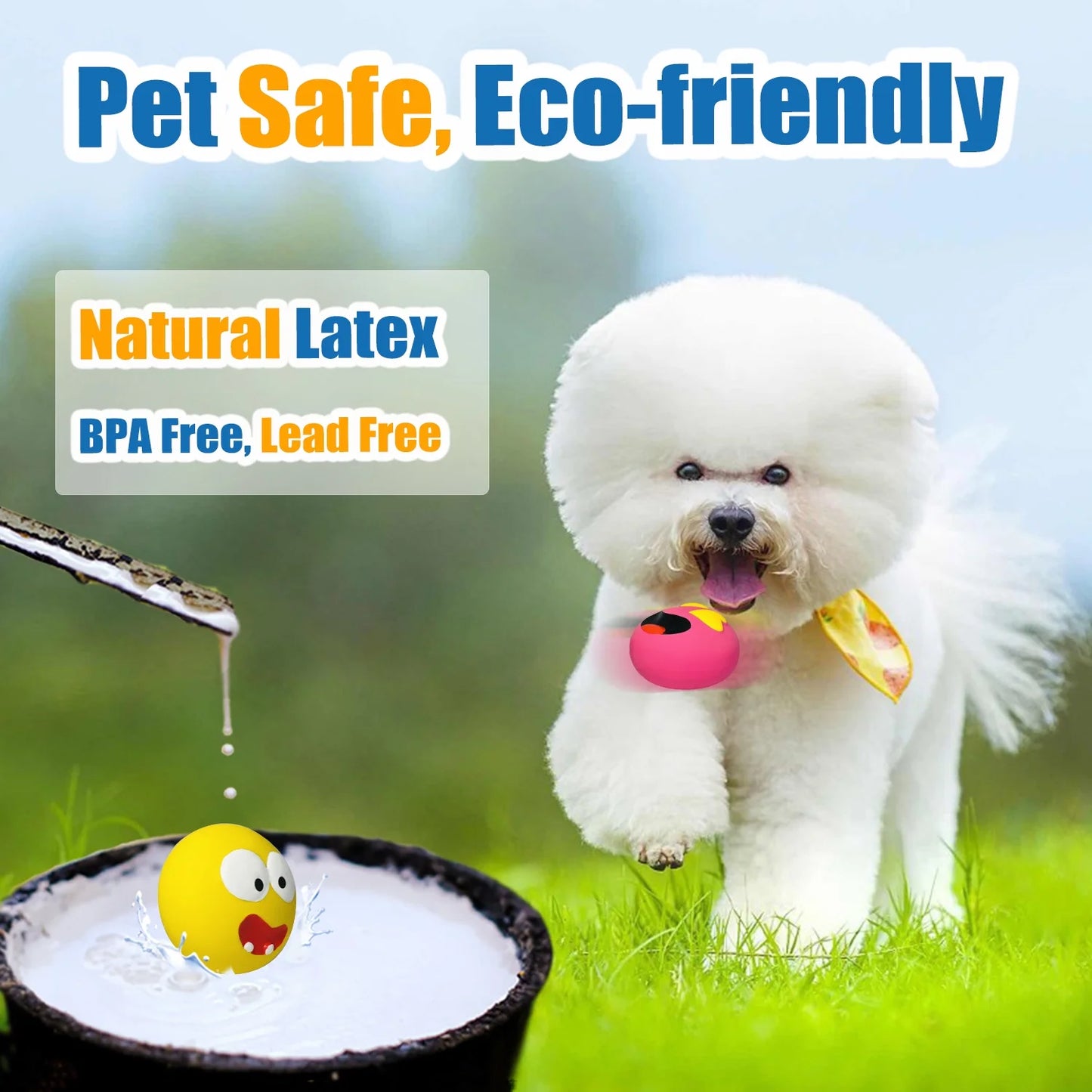 Squeaky Dog Toy for Small Dogs - Soft Small Dog Squeaky Toys, Rubber Latex Squeaky Dog Balls Flat 6Pcs