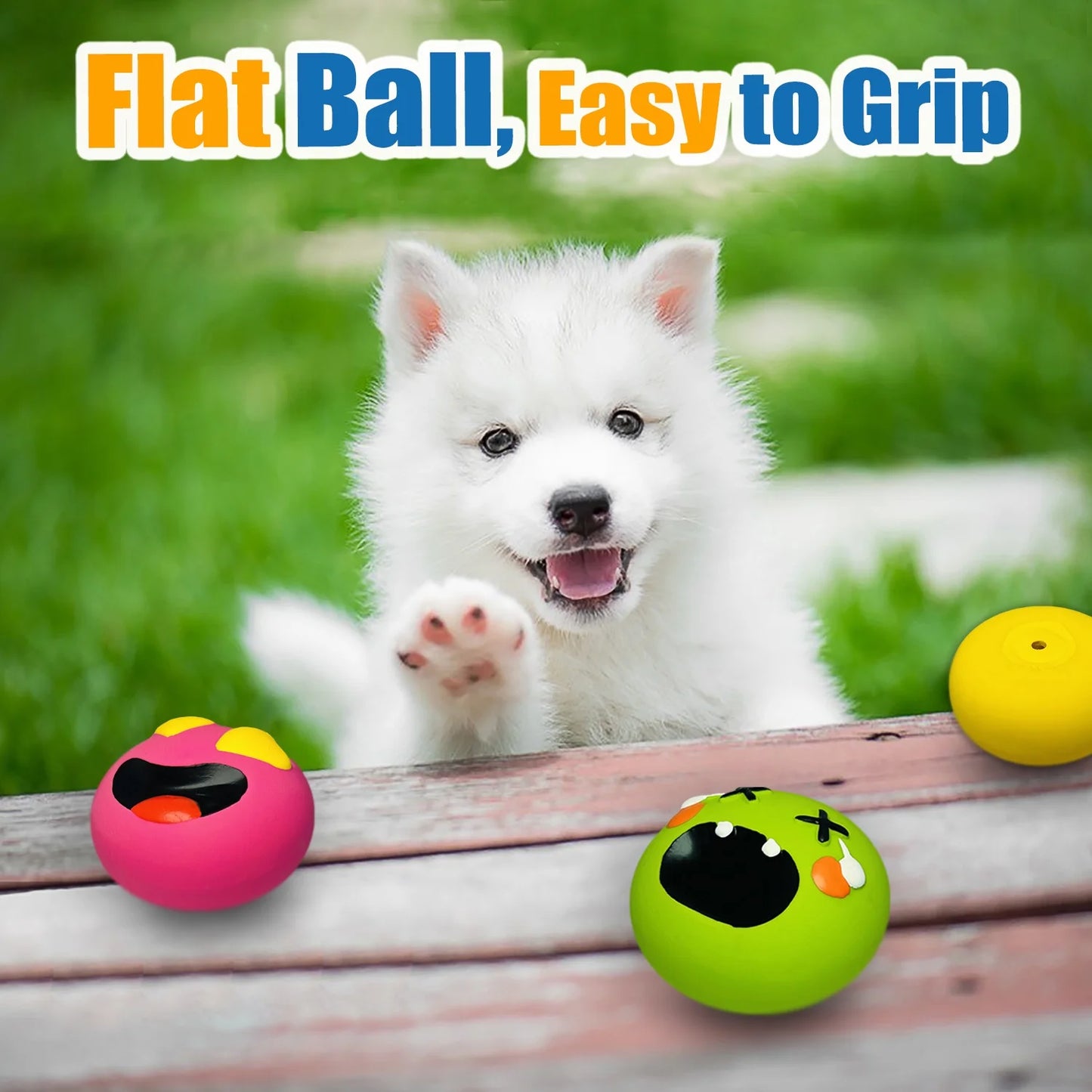 Squeaky Dog Toy for Small Dogs - Soft Small Dog Squeaky Toys, Rubber Latex Squeaky Dog Balls Flat 6Pcs