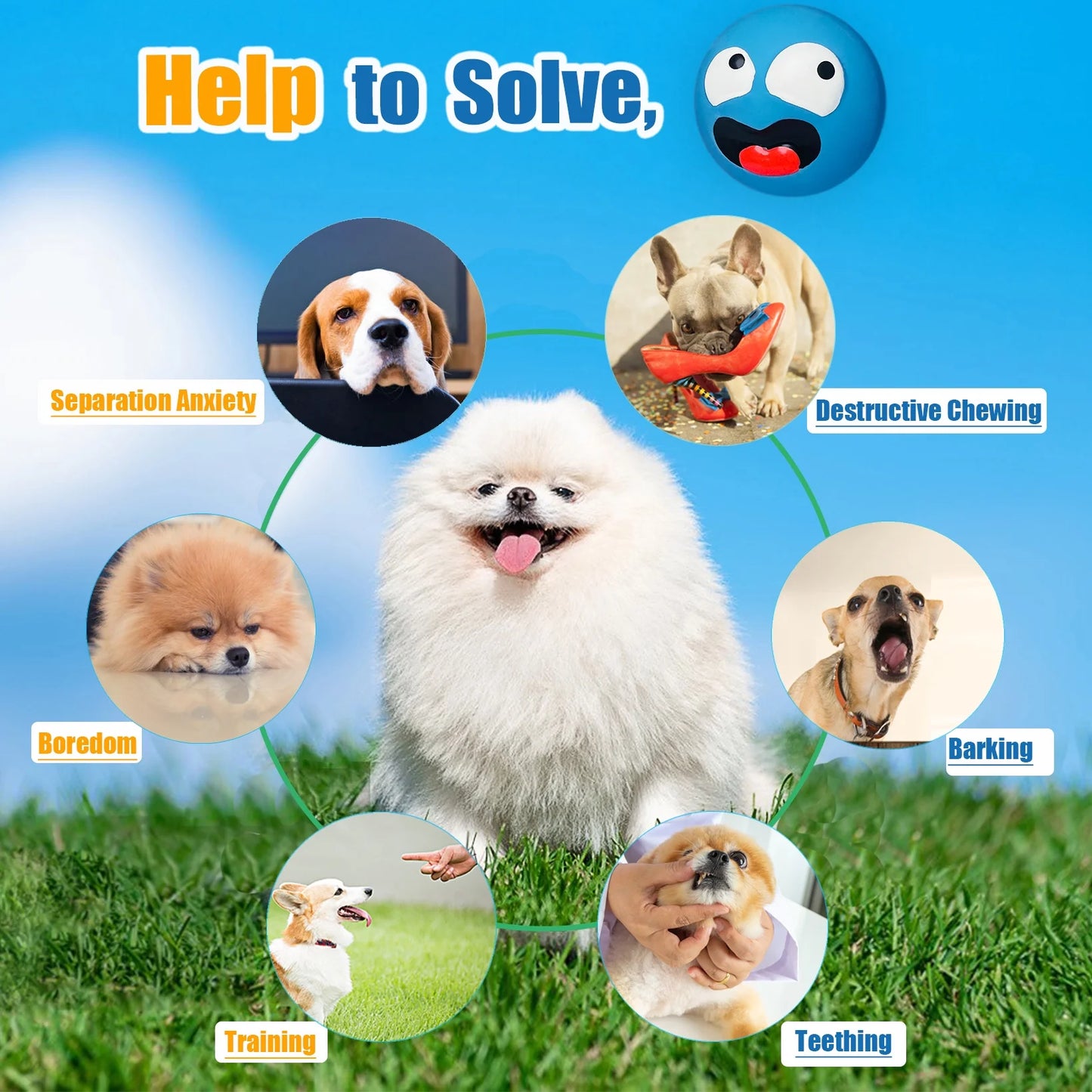 Squeaky Dog Toy for Small Dogs - Soft Small Dog Squeaky Toys, Rubber Latex Squeaky Dog Balls Flat 6Pcs