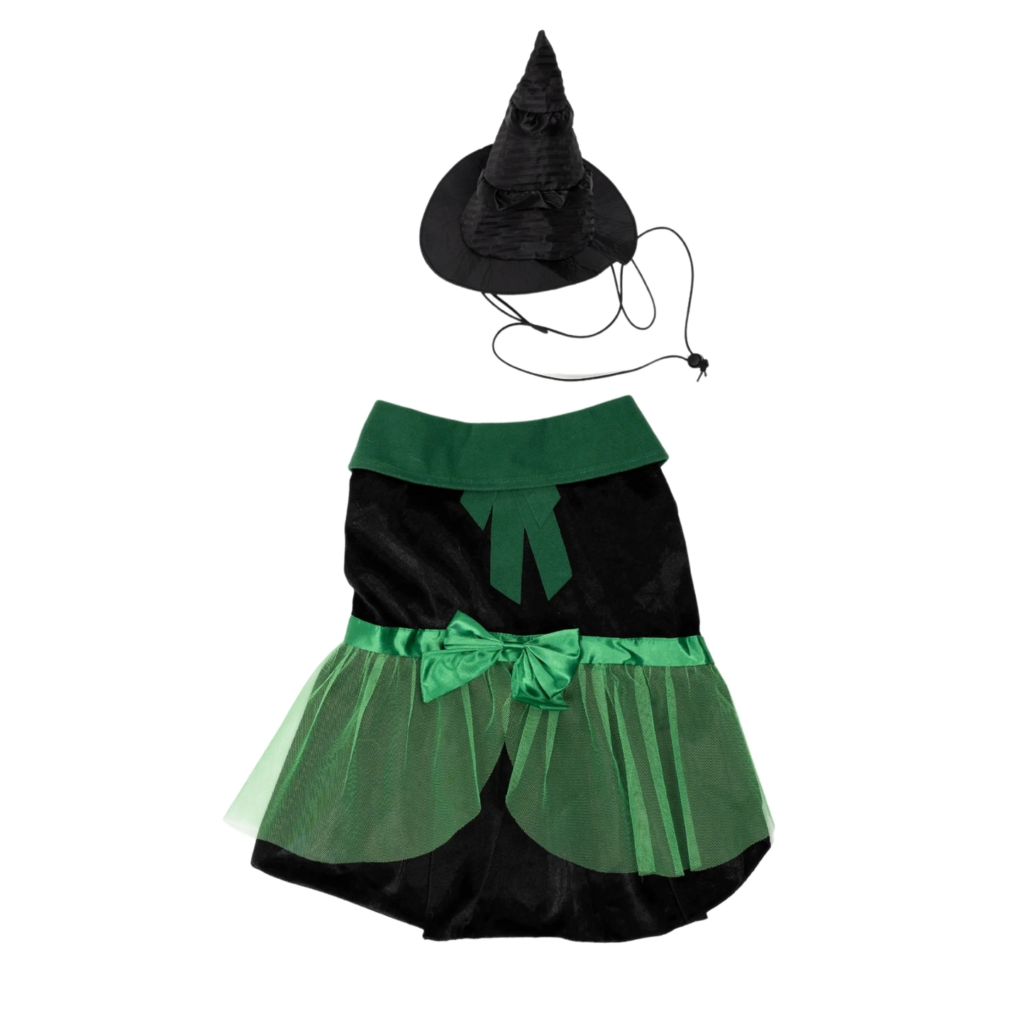 Halloween Bad Witch Costume for Dogs and Cats, Green and Black, Small