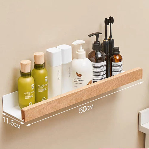 Wall Mounted Bathroom Rack Nordic Wood Shelf For Home