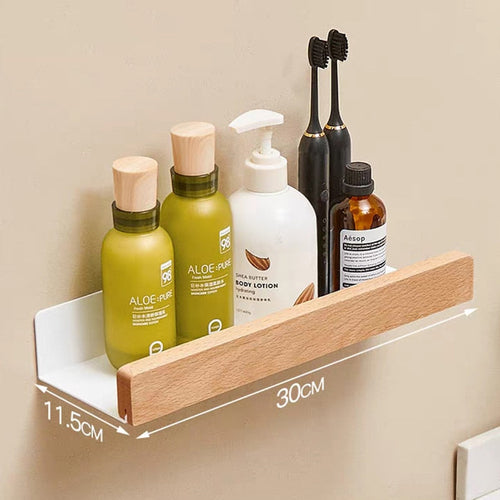 Wall Mounted Bathroom Rack Nordic Wood Shelf For Home