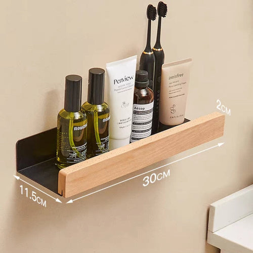 Wall Mounted Bathroom Rack Nordic Wood Shelf For Home