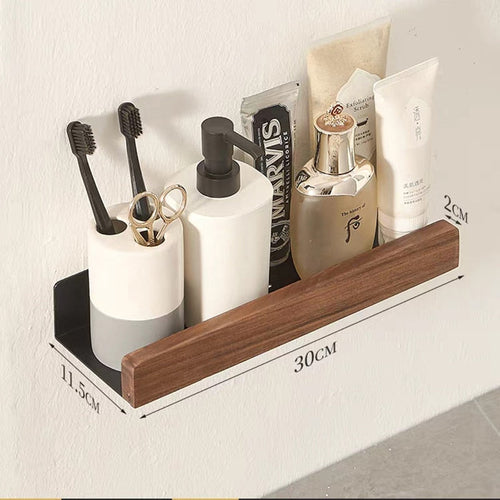 Wall Mounted Bathroom Rack Nordic Wood Shelf For Home
