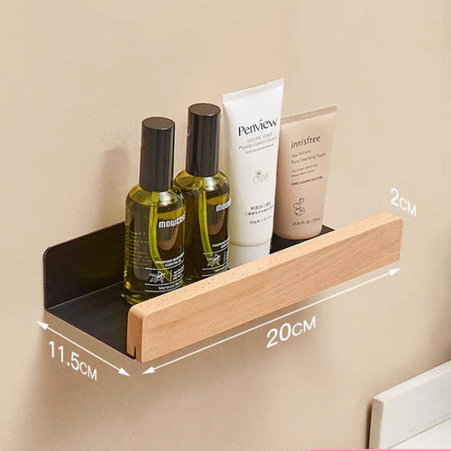 Wall Mounted Bathroom Rack Nordic Wood Shelf For Home