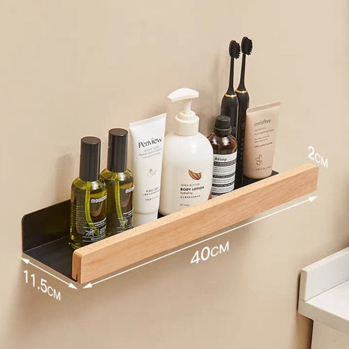 Wall Mounted Bathroom Rack Nordic Wood Shelf For Home