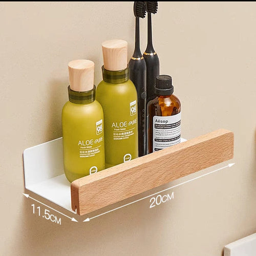 Wall Mounted Bathroom Rack Nordic Wood Shelf For Home