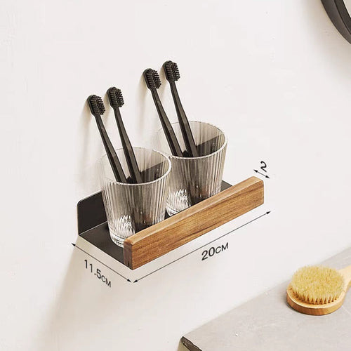 Wall Mounted Bathroom Rack Nordic Wood Shelf For Home