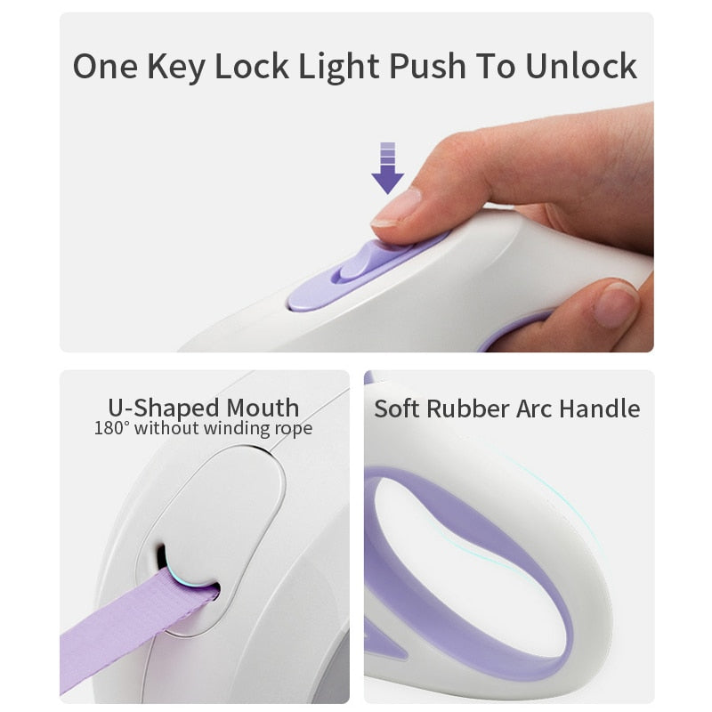 Automatic Retractable Lighting Dog Leash For Night Walks