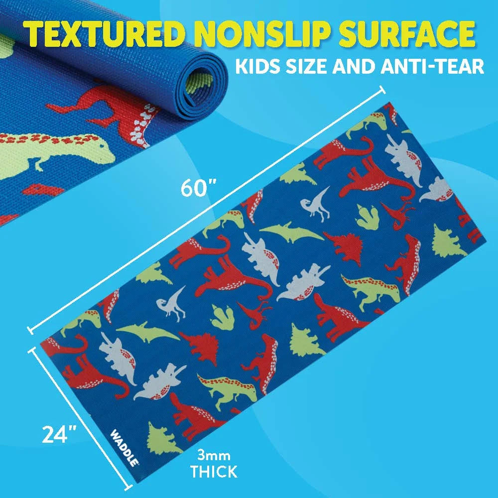 Yoga Mat, Yoga Mat for Kids, My First Yoga Mat, Exercise Mat for Toddlers, Kids Ages 3 Years and Up, Dino