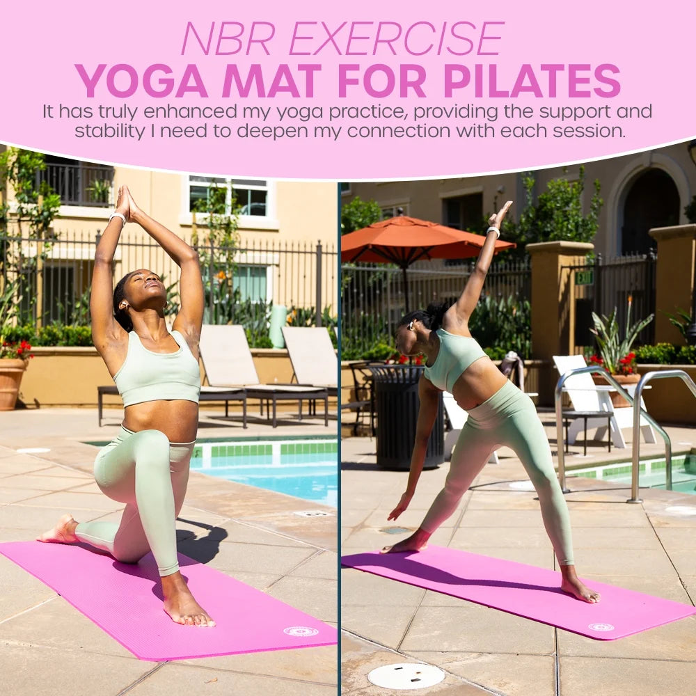 Yoga Mat 10 Mm Thickness with Carry Strap | Lightweight and Non Slip Yoga Mat for Pilates, Yoga | Free Ebook for Mat Workouts