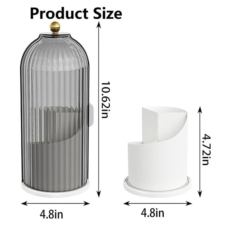 Tiktok Viral Bathroom Organizer with Sliding Lid Christmas Gift Idea,Rotating Toothbrush Holder with Sliding Lid 3 Slots,Bathroom Counter Organizer for Makeup Brushes and Toothbrush,No-Drill Bathroom Storage,Water-Resistant Organizer,White