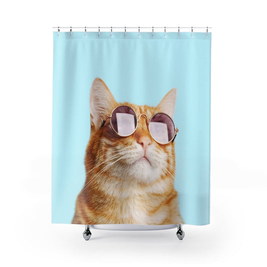 Cat Rules Shower Curtain For Cat Lovers Durable Polyester