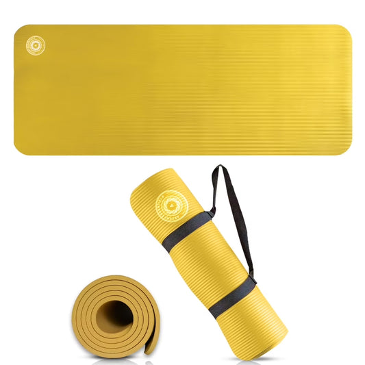 Yoga Mat 10 Mm Thickness with Carry Strap | Lightweight and Non Slip Yoga Mat for Pilates, Yoga | Free Ebook for Mat Workouts