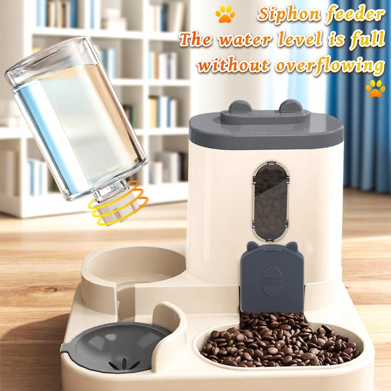 Automatic Cat Feeder and Water Dispenser in Set with Pet Food Bowl,Gravity Dog Waterer and Food Feeder for Small Medium Dog Cat Puppy Kitten Large Capacity