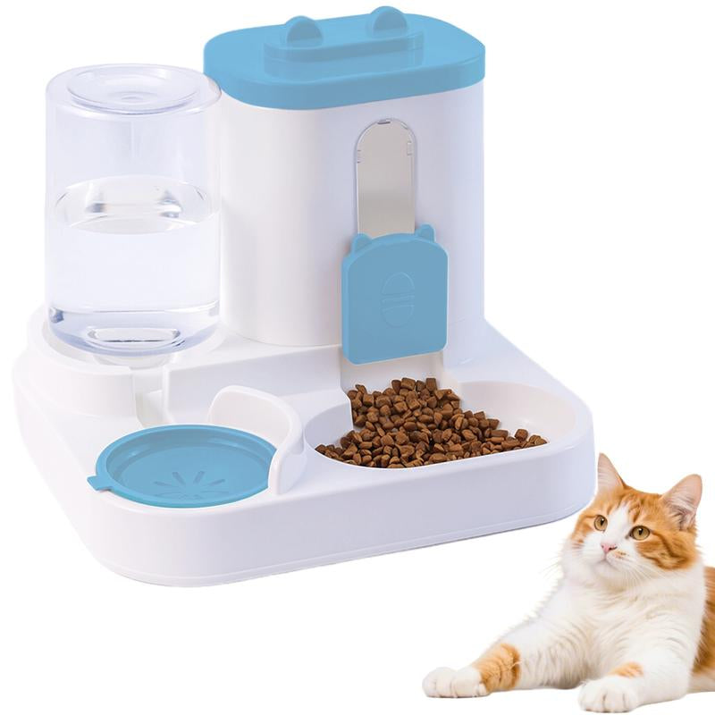 Automatic Cat Feeder and Water Dispenser in Set with Pet Food Bowl,Gravity Dog Waterer and Food Feeder for Small Medium Dog Cat Puppy Kitten Large Capacity