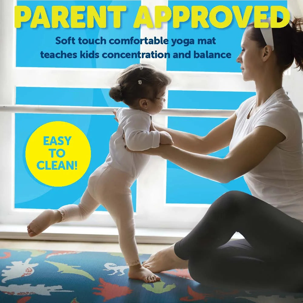 Yoga Mat, Yoga Mat for Kids, My First Yoga Mat, Exercise Mat for Toddlers, Kids Ages 3 Years and Up, Dino