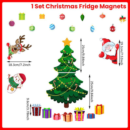 1Set Christmas Refrigerator Magnets,Christmas Tree Magnets for Fridge Stickers Decoration， Adorable Xmas Stickers for Kids Toddlers, DIY Fridge Santa Reindeer Snowman for Fridge Garage Kitchen Metal Door Christmas Decoration 2025