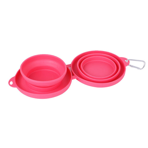 Rubber Foldable Double Bowl Pet Feeding Bowl Pets Supplies Dog Cat