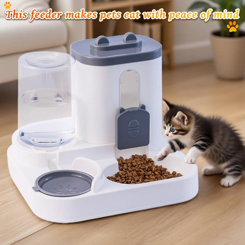 Automatic Cat Feeder and Water Dispenser in Set with Pet Food Bowl,Gravity Dog Waterer and Food Feeder for Small Medium Dog Cat Puppy Kitten Large Capacity