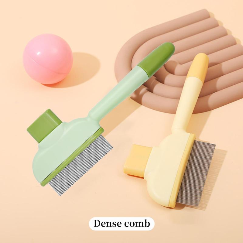 2-Pack Pet Flea Comb for Cats & Dogs – Fine Tooth Grooming Tool for Tick & Dander Removal, Yellow & Green Set Short Stainless Steel Teeth