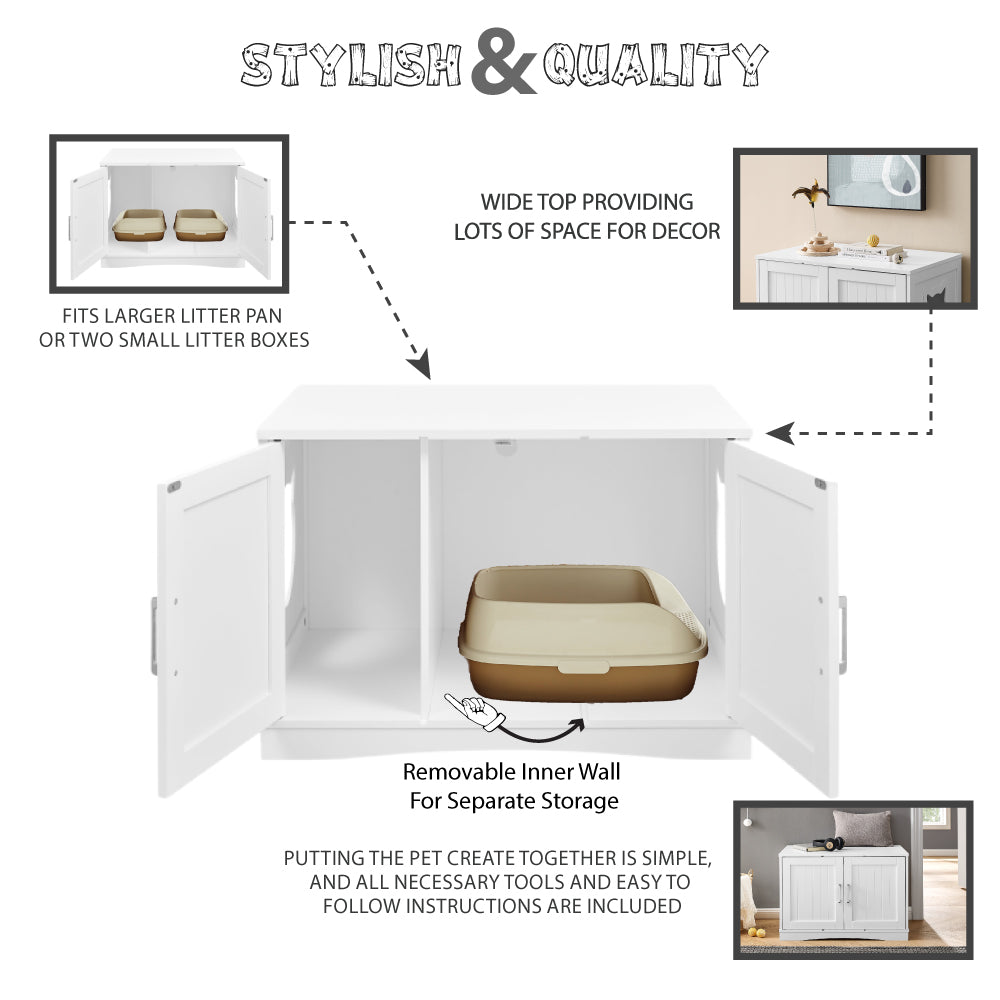 Cat Litter Box Enclosure Furniture for Cat Owners Odorless