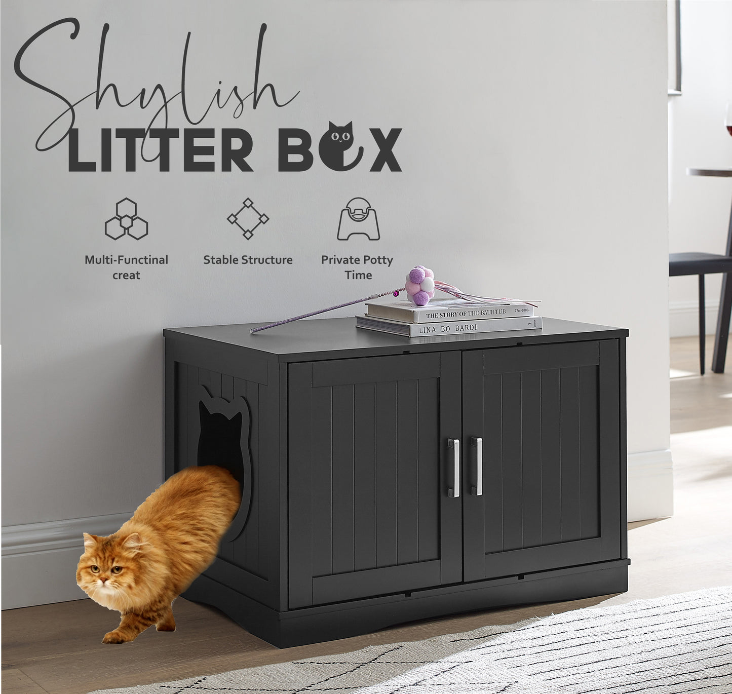 Cat Litter Box Enclosure Furniture for Cat Owners Odorless