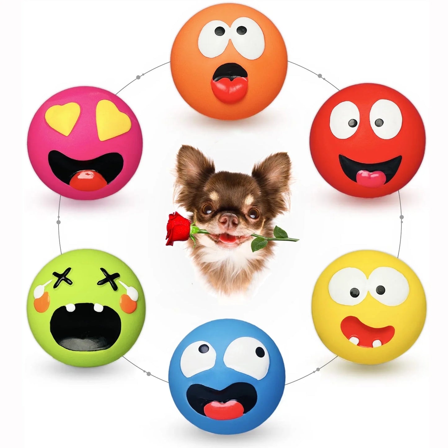 Squeaky Dog Toy for Small Dogs - Soft Small Dog Squeaky Toys, Rubber Latex Squeaky Dog Balls Flat 6Pcs