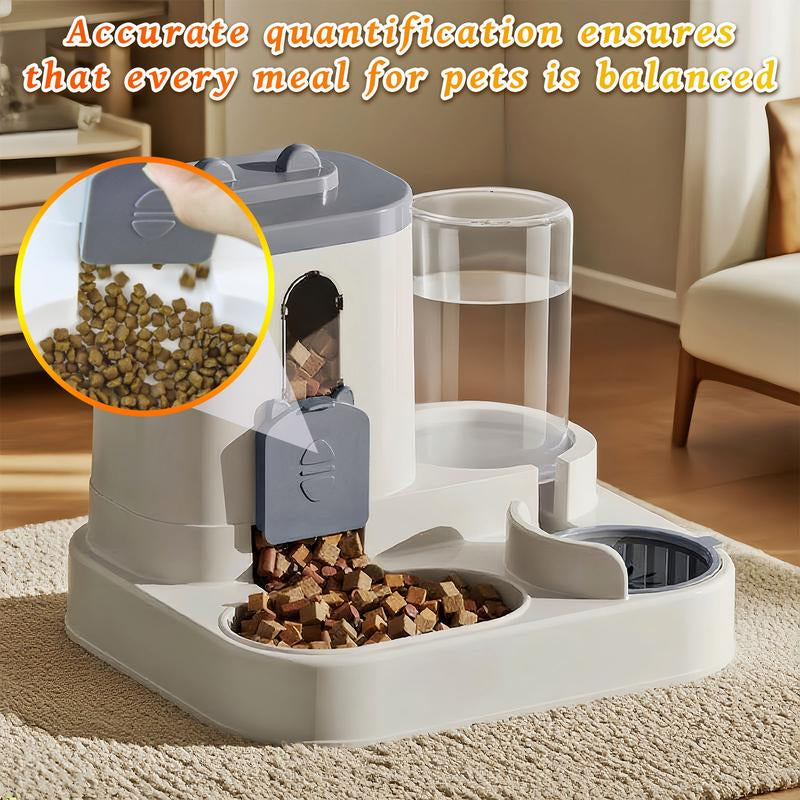 Automatic Cat Feeder and Water Dispenser in Set with Pet Food Bowl,Gravity Dog Waterer and Food Feeder for Small Medium Dog Cat Puppy Kitten Large Capacity