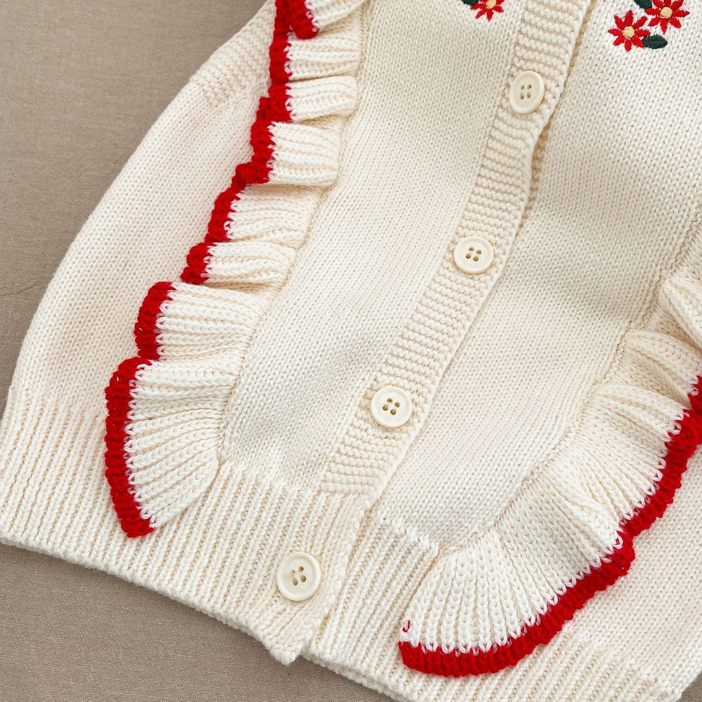 Baby Girl Embroidered Sleeveless Knit Vest With Solid Color