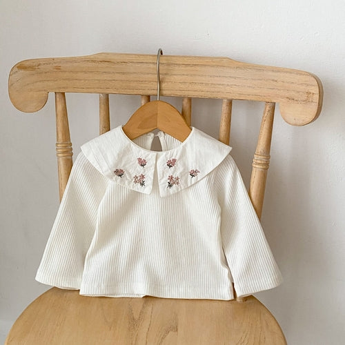 Baby Girl Embroidered Sleeveless Knit Vest With Solid Color