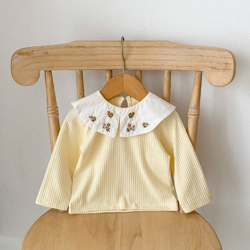 Baby Girl Embroidered Sleeveless Knit Vest With Solid Color
